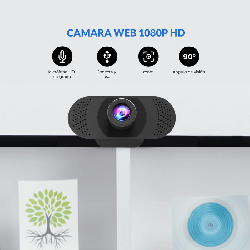 Cámara Web Full HD con Micrófono Incorporado Webcam 1080p