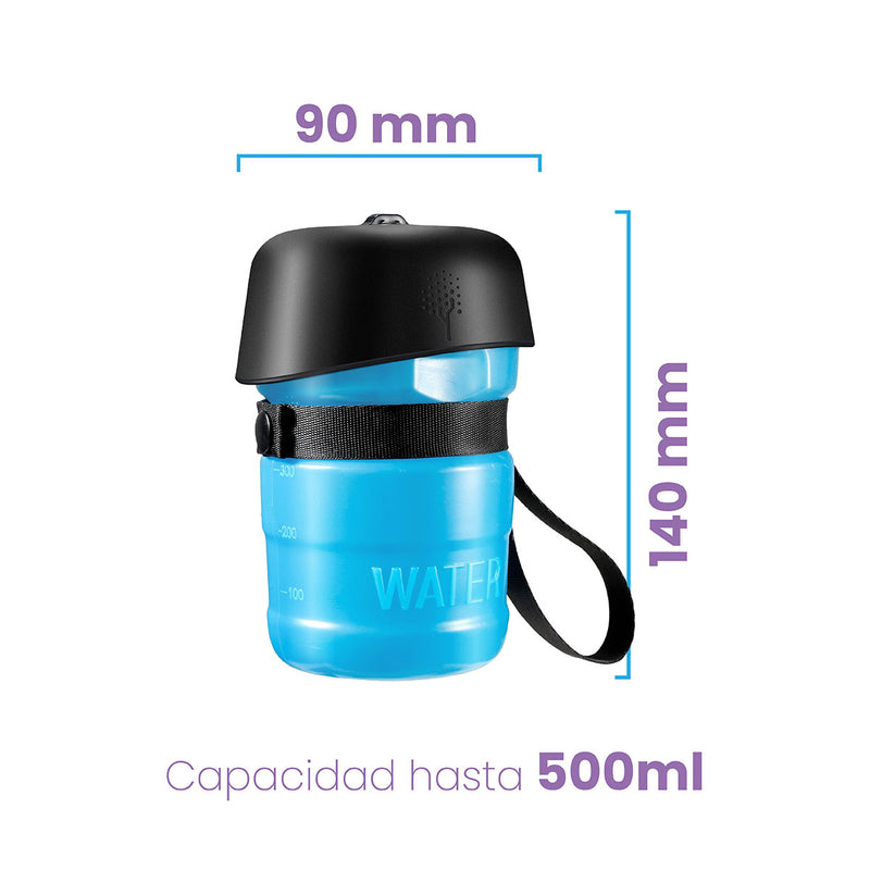 Botella para mascotas reutilizable con dispensador plegable / Bebedero portátil 500ml